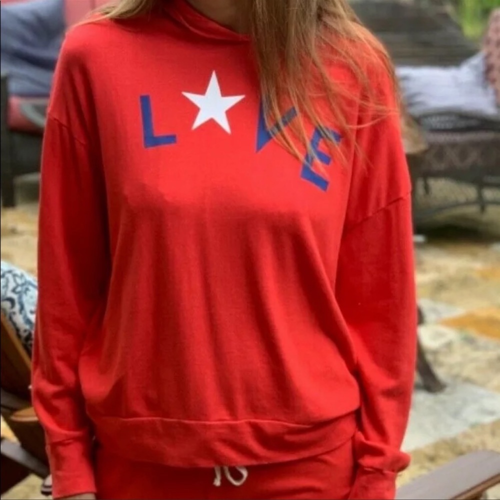 Sundry red hoodie LOVE by Anthropologie